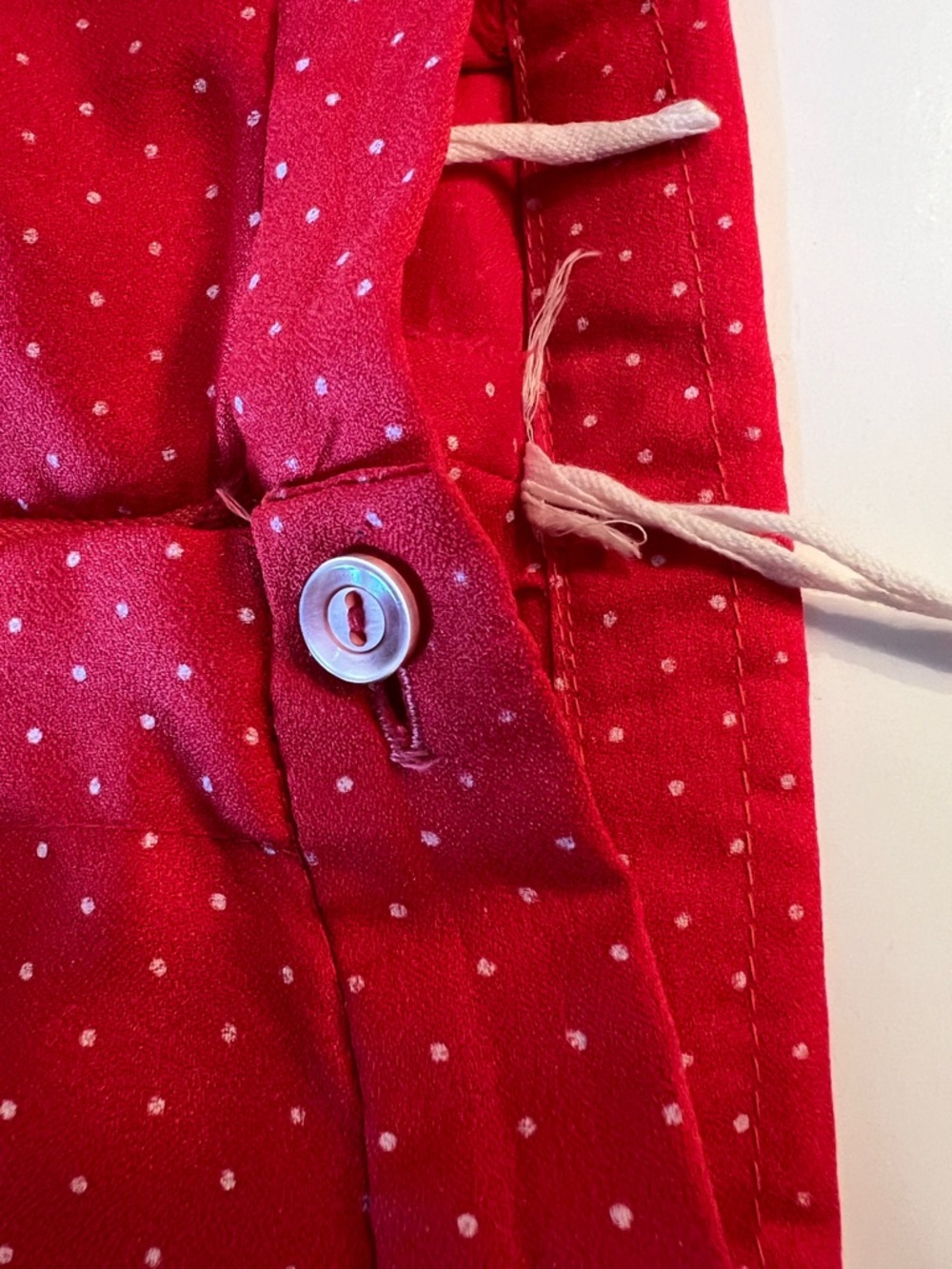 Vintage Handmade Wide Leg Red Polka-Dot Pants - Women's Stylish High-Rise - Picture 8 of 16